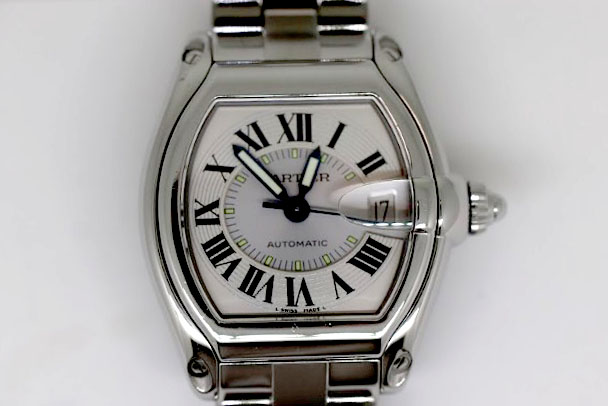 Cartier カルティエ Ref W62000V3ロードスター（自動巻き）の研磨、中留修理、フラッシュフィット修理・料金の紹介です。