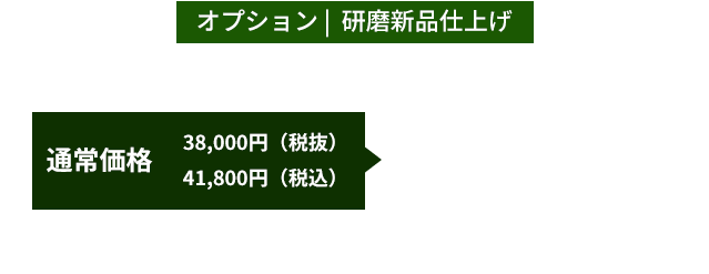 オプション   研磨新品仕上げ￥18,000（税抜）